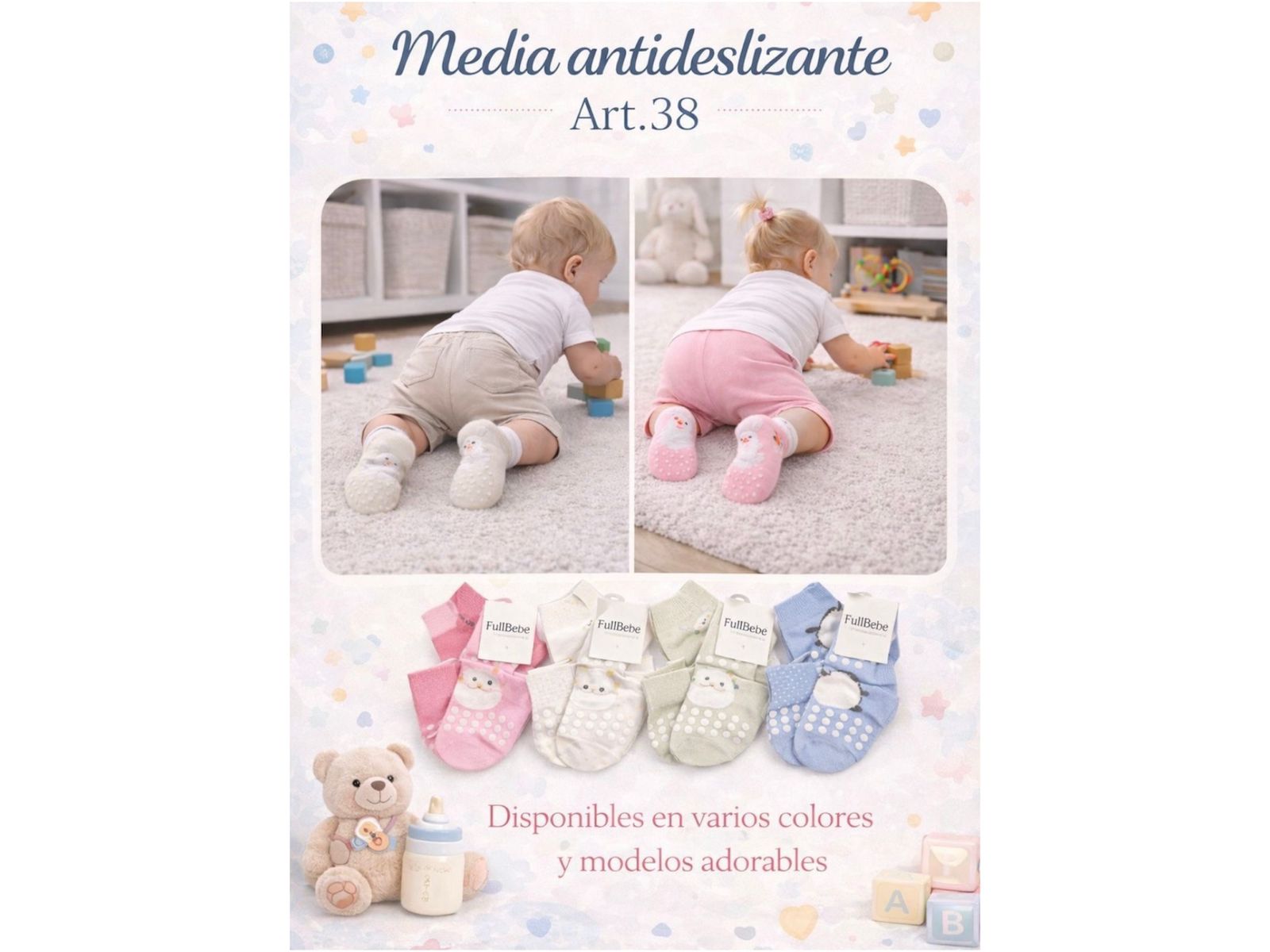 Media antideslizante nene y nena "Andy" Pack x 12 Art.38/676