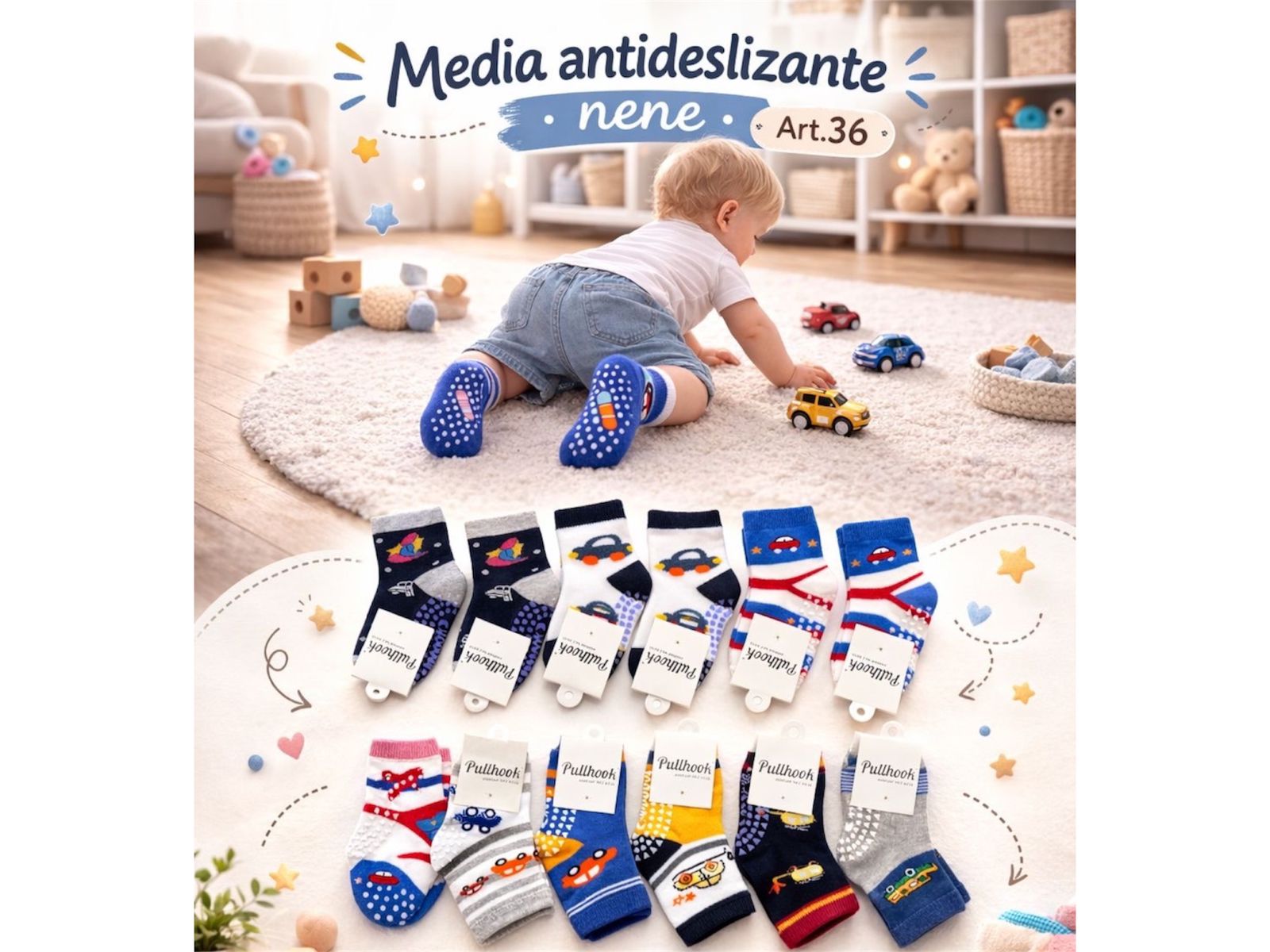 Media antideslizante nene "Andy" Pack x 12 Art.36/673