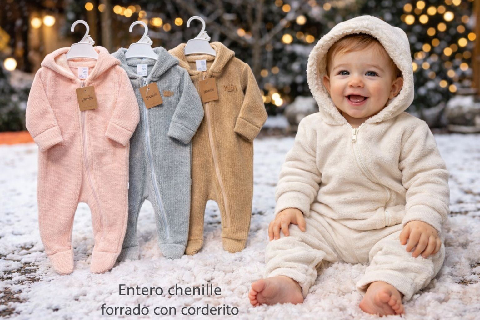 Entero Chenille Forrado Con Corderito “Gamise Exterior” T.(0-1-2) Art.43001 Surtido de colores