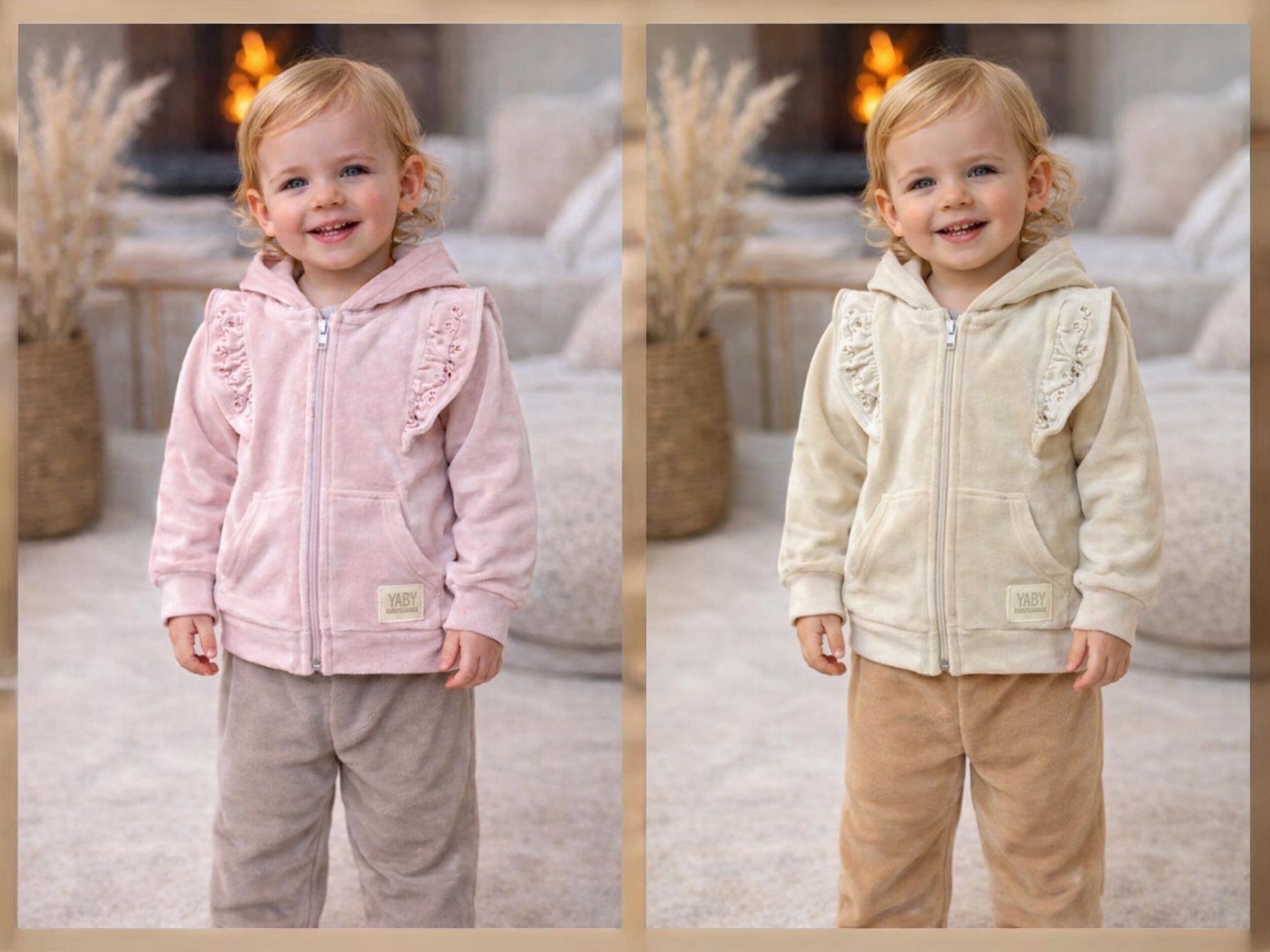 Conjunto Plush Nena Con Volados “Yaby” T.(9-12/12-18/24/36 Meses) Art.26219