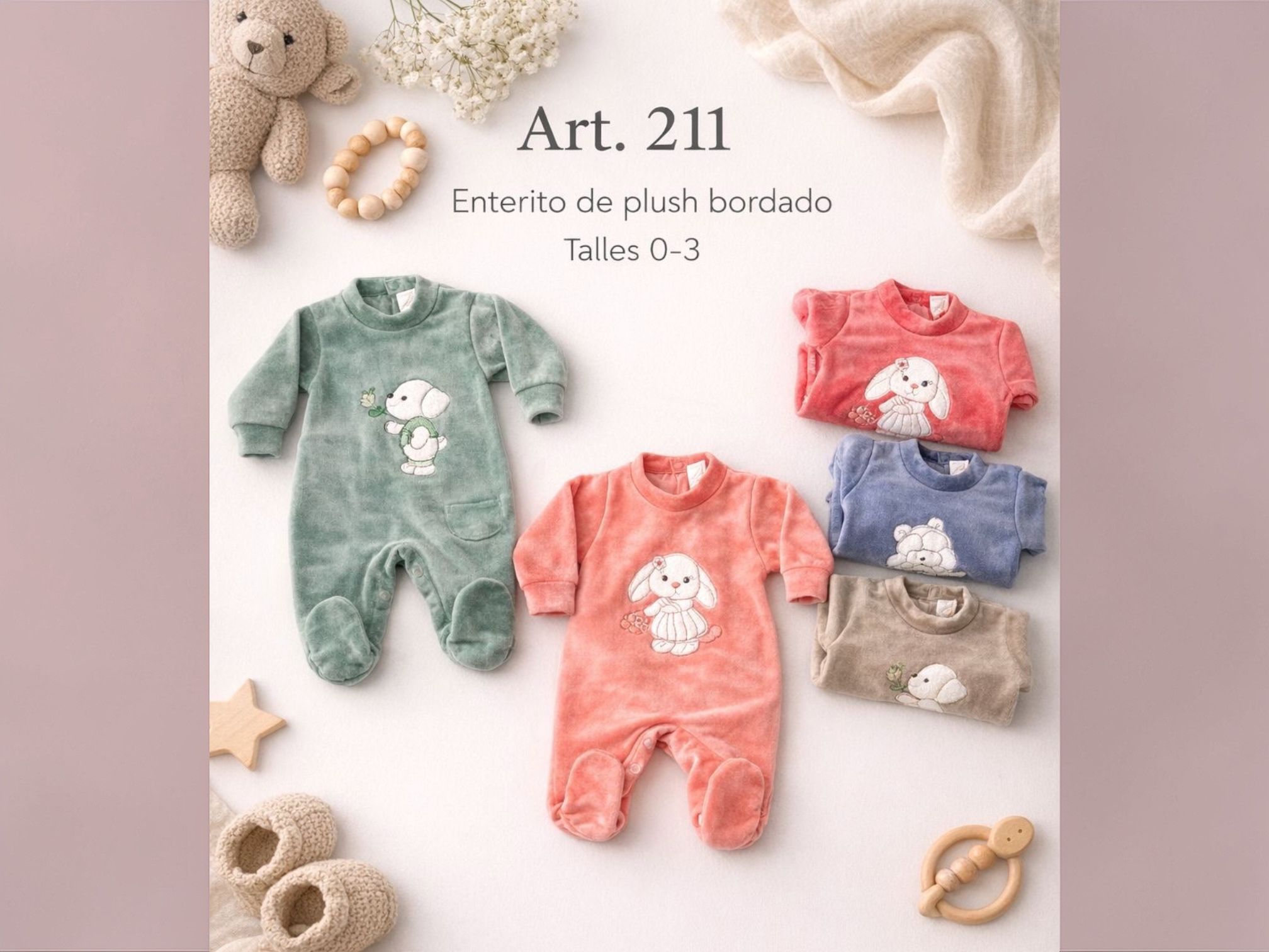 Entero de Plush Bordado Micky Baby T.(0 al 3) Art.211