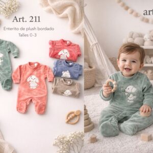 Entero de Plush Bordado Micky Baby T.(0 al 3) Art.211