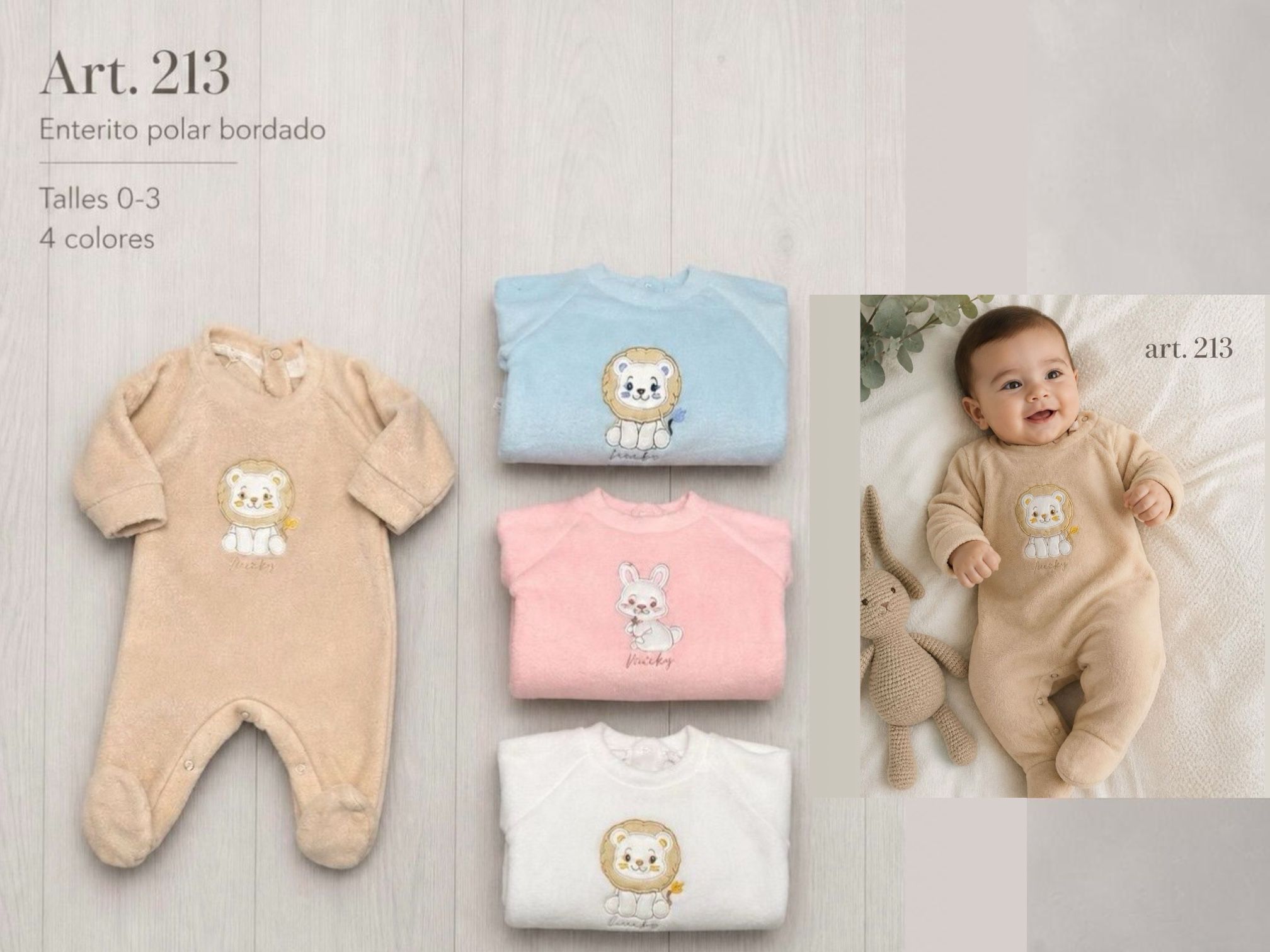 Entero de Micropolar Bordado Micky Baby T.(0 al 3) Art.213