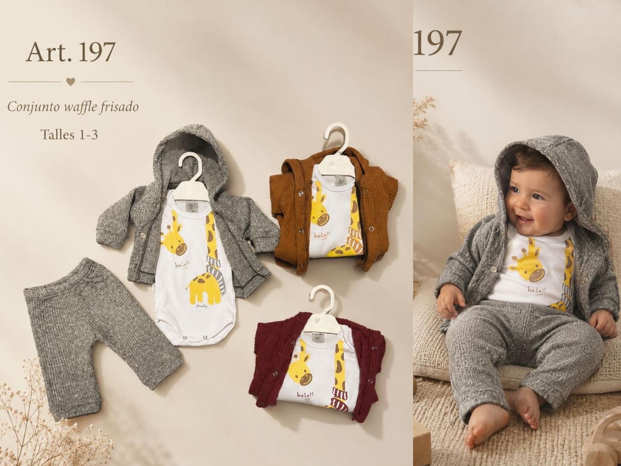 Conjunto 3 piezas “Waffle frisado” Micky Baby T.(1 al 3) Art.197