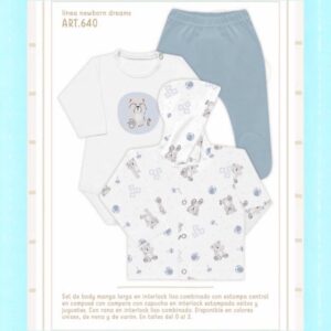 Set En Caja 3 Piezas Interlock NENE Y NENA Dreams (Body, Campera y Medio Oso) T.(0-1-2) Art.640