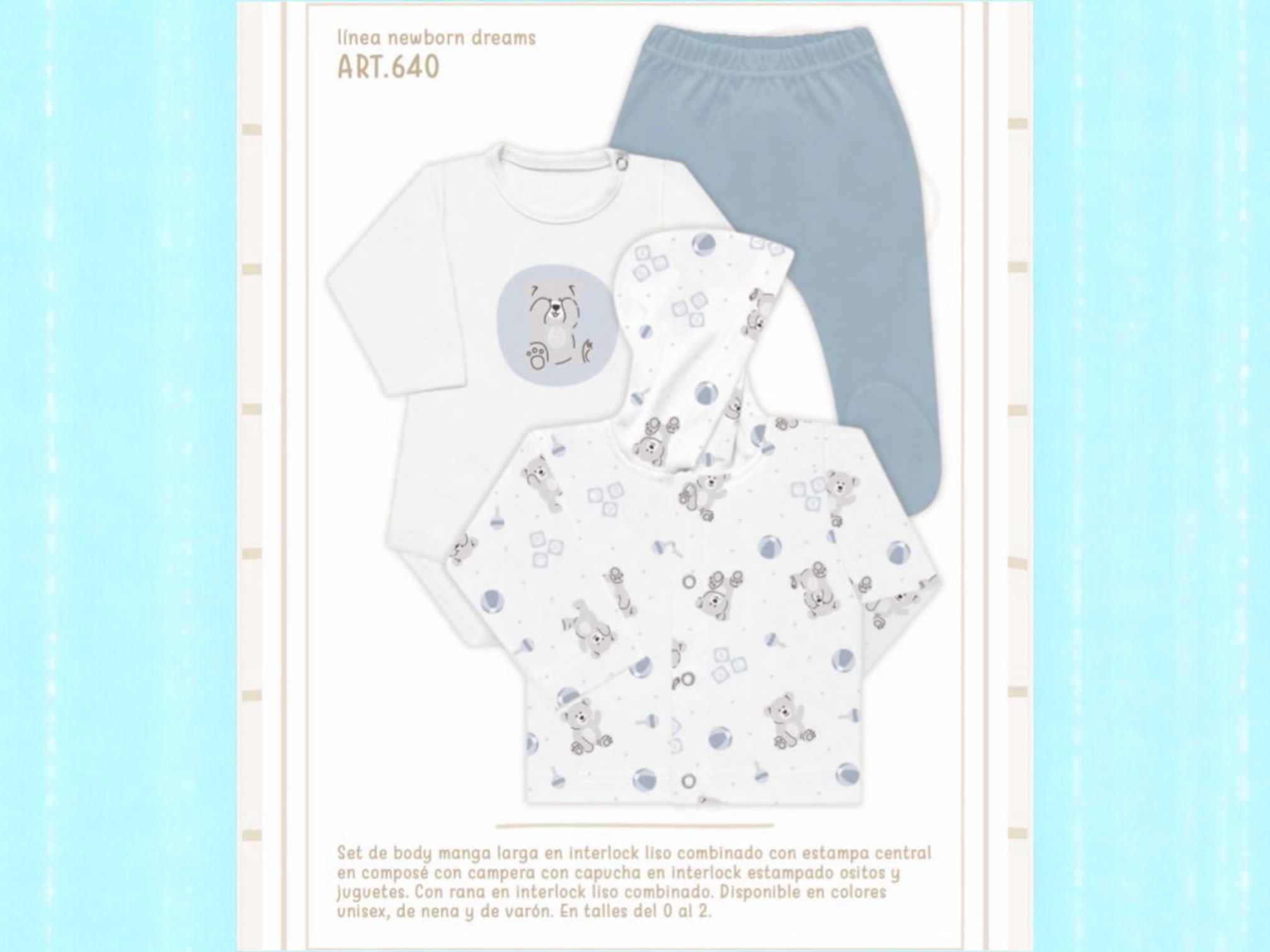 Set En Caja 3 Piezas Interlock NENE Y NENA Dreams (Body, Campera y Medio Oso) T.(0-1-2) Art.640