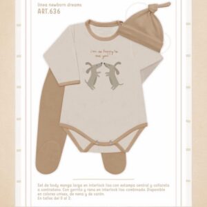 Set En Caja 3 Piezas Interlock NENE Y NENA Dreams (Body, Medio Oso Y Gorro) T.(0-1-2) Art.636