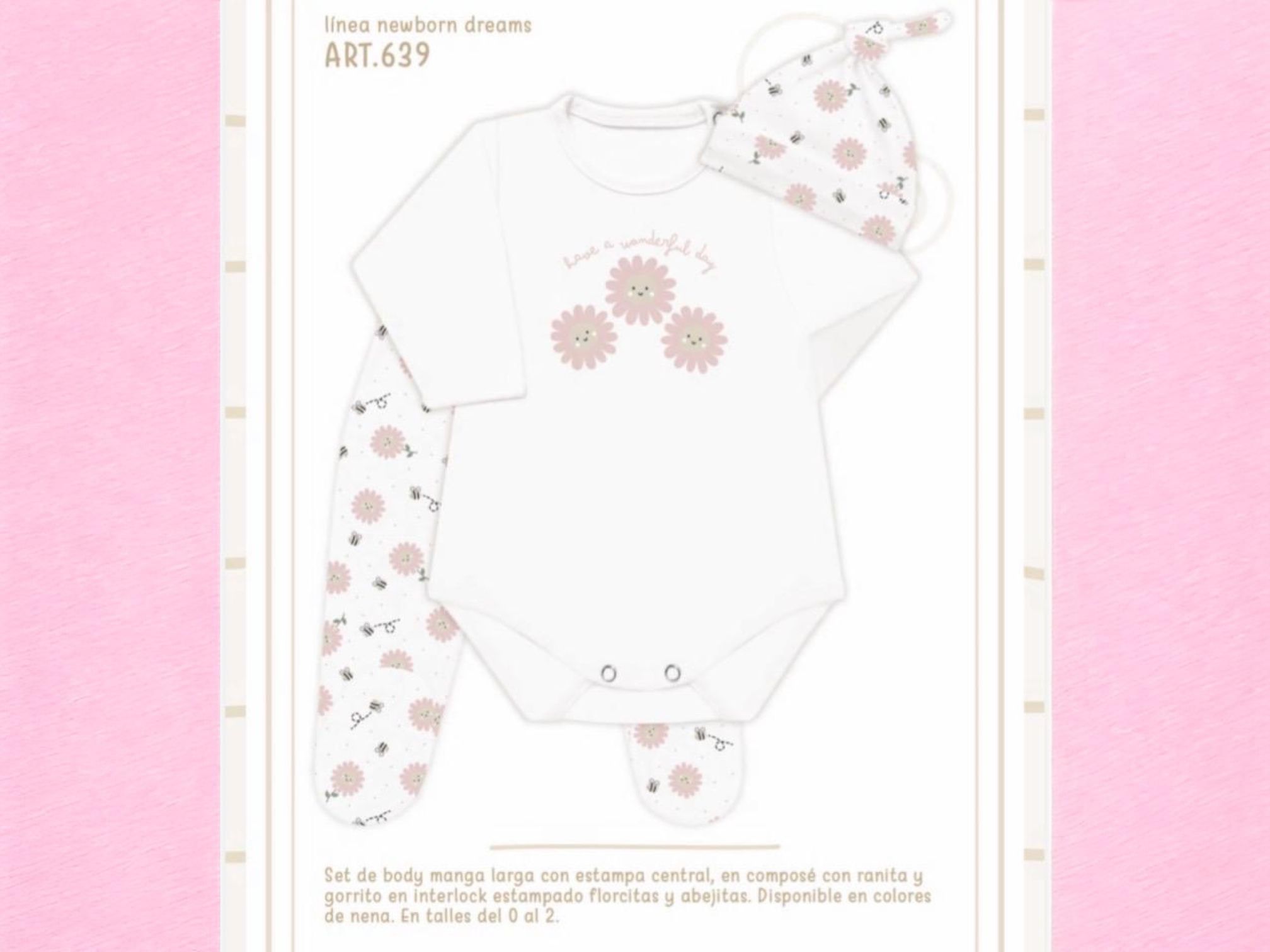 Set En Caja 3 Piezas Interlock NENA Dreams (Body, Medio Oso Y Gorro) T.(0-1-2) Art.639