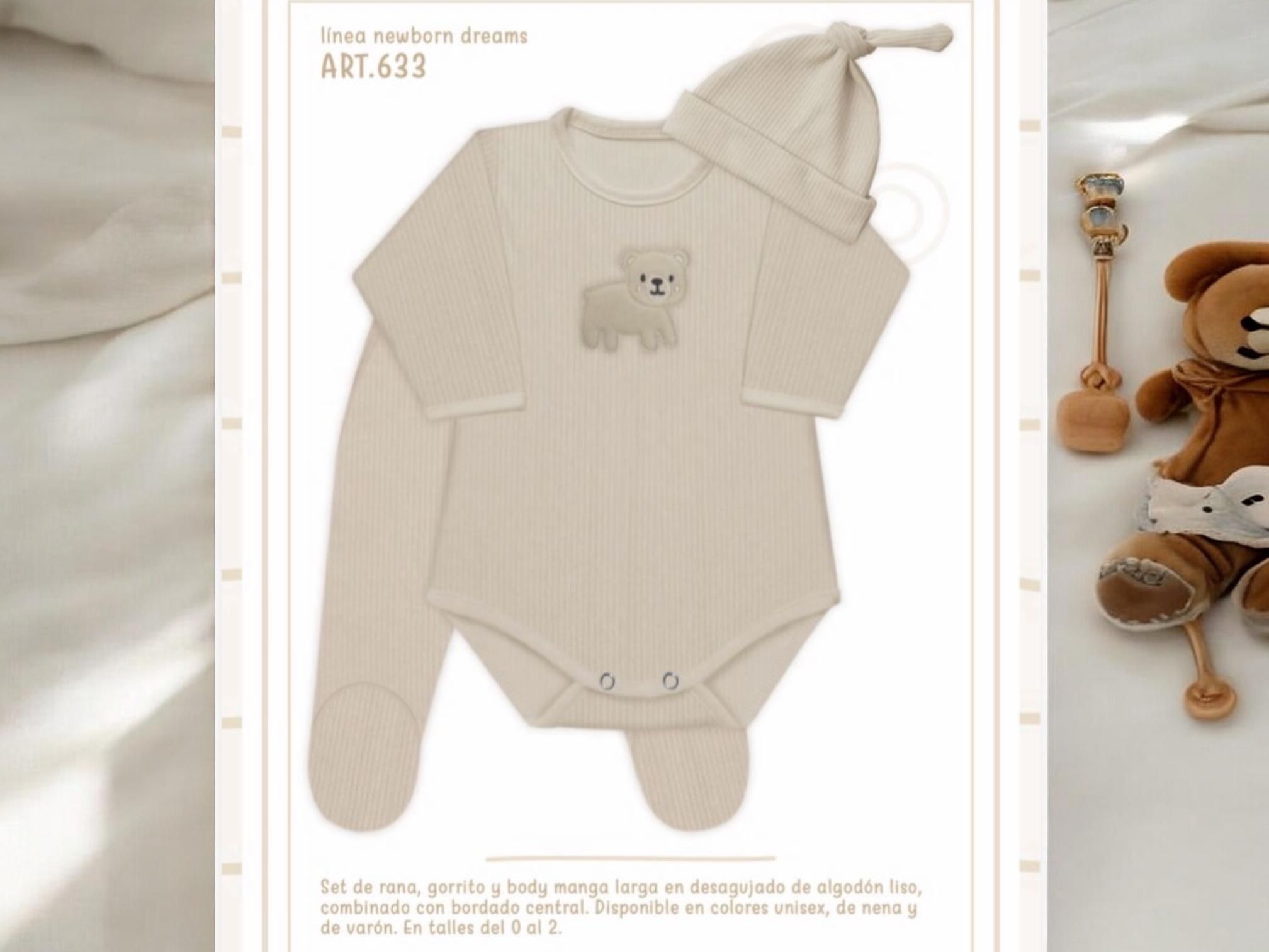 Set En Caja 3 Piezas Desagujado NENE Y NENA Dreams (Body, Campera y Medio Oso) T.(0-1-2) Art.633