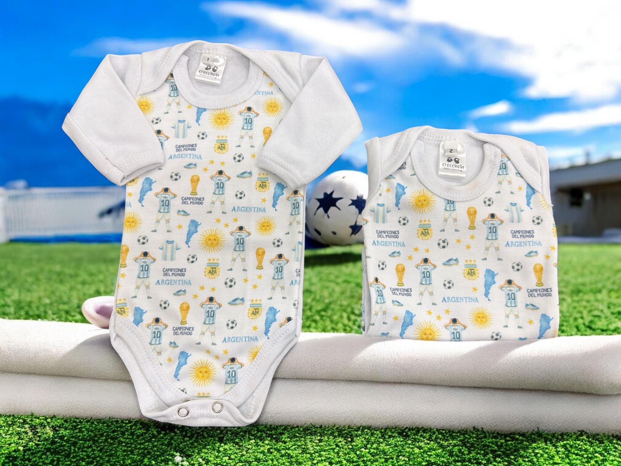 Body Interlock con cuello americano ARGENTINA "Crecoheta" T.(1 al 5) Pack x 5