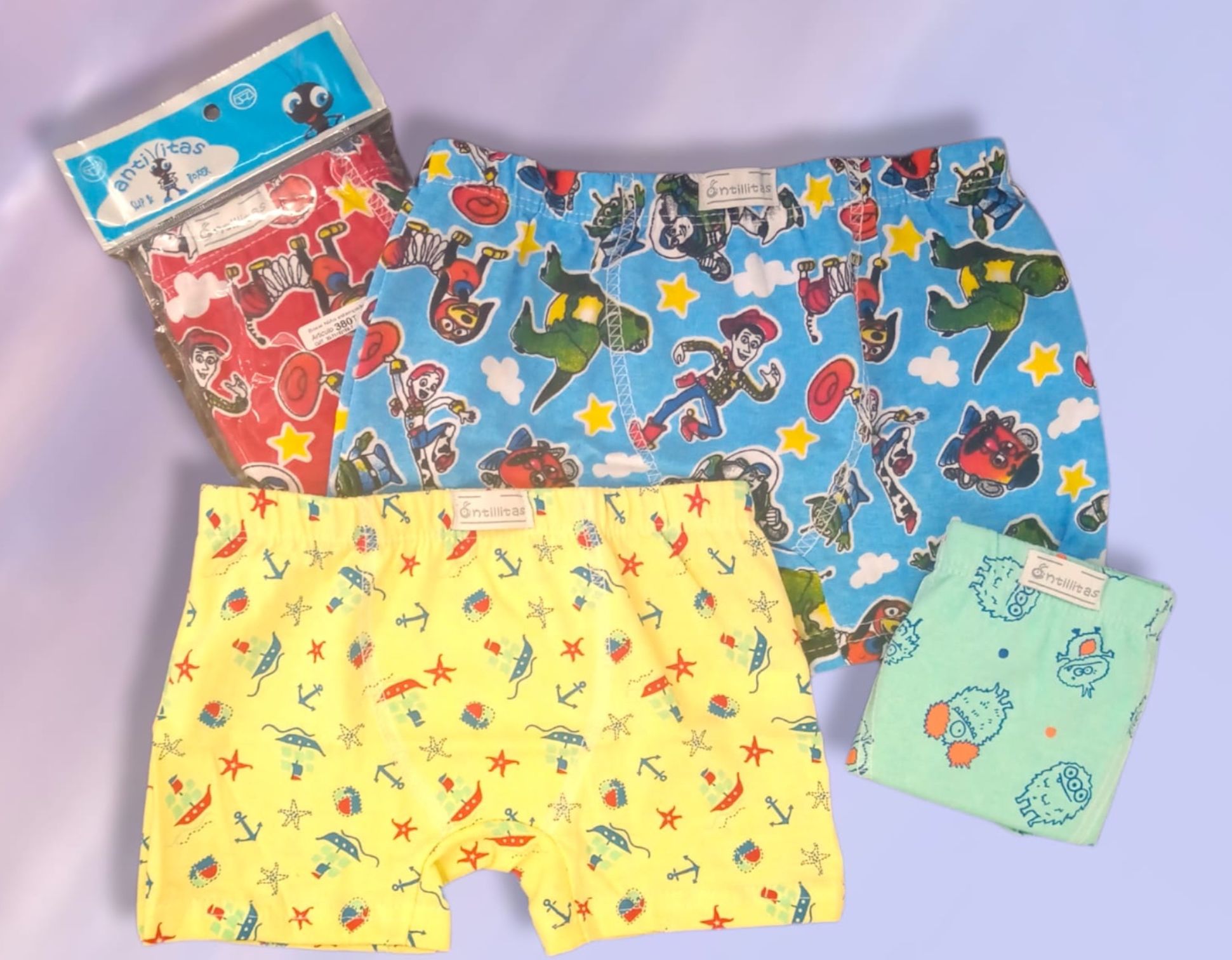 Boxer NIÑO con elástico embutido estampado "Antillitas" T.(1 al 4)(Hasta los 10 años) Art.380 Pack x 12