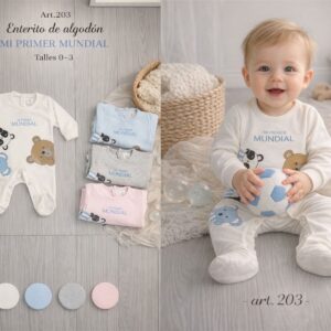 Entero algodon “Argentina” Micky Baby T.(0 al 3) Art.203
