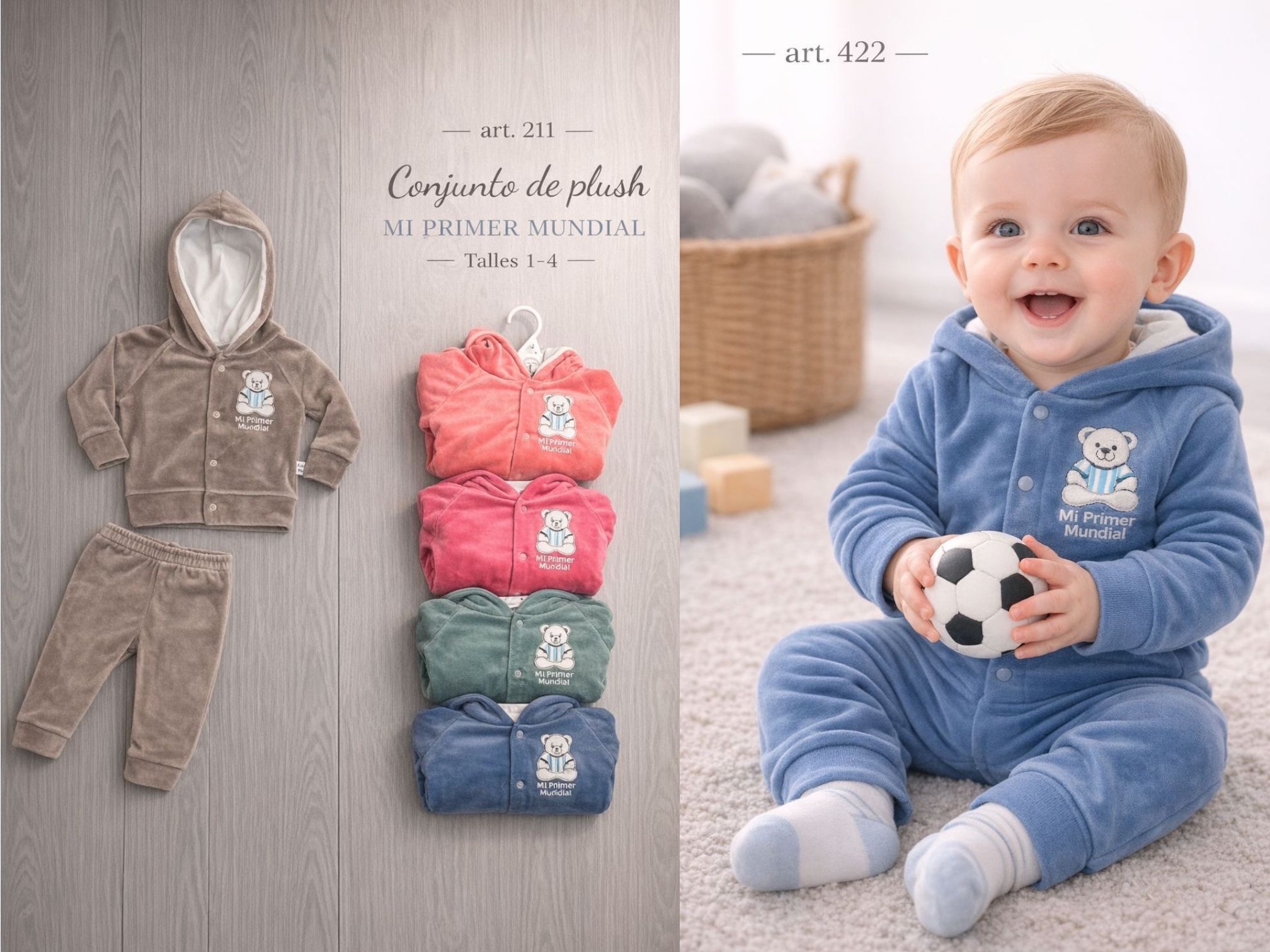 Conjunto Plush con campera "Mundial" Micky Baby T.(1 al 4) Art.422