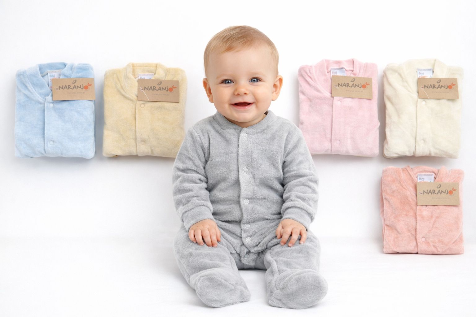 Entero Plush Liso con broche “Naranjo” T.(00 al 3) Art.4105