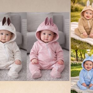 Entero Plush con cierre y orejas “Magali Babies” T.(2-3-4-5)