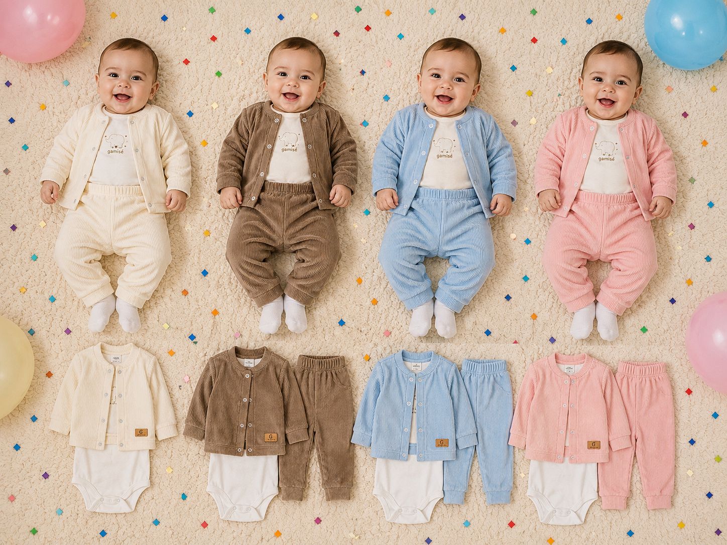 Conjunto 3 piezas Plush "Gamise Exterior" (Saquito, Pantalon y body) T.(0-1-2) Art.12510