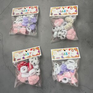 Gomitas para el pelo CON APLIQUE "Mirta" Pack x 6