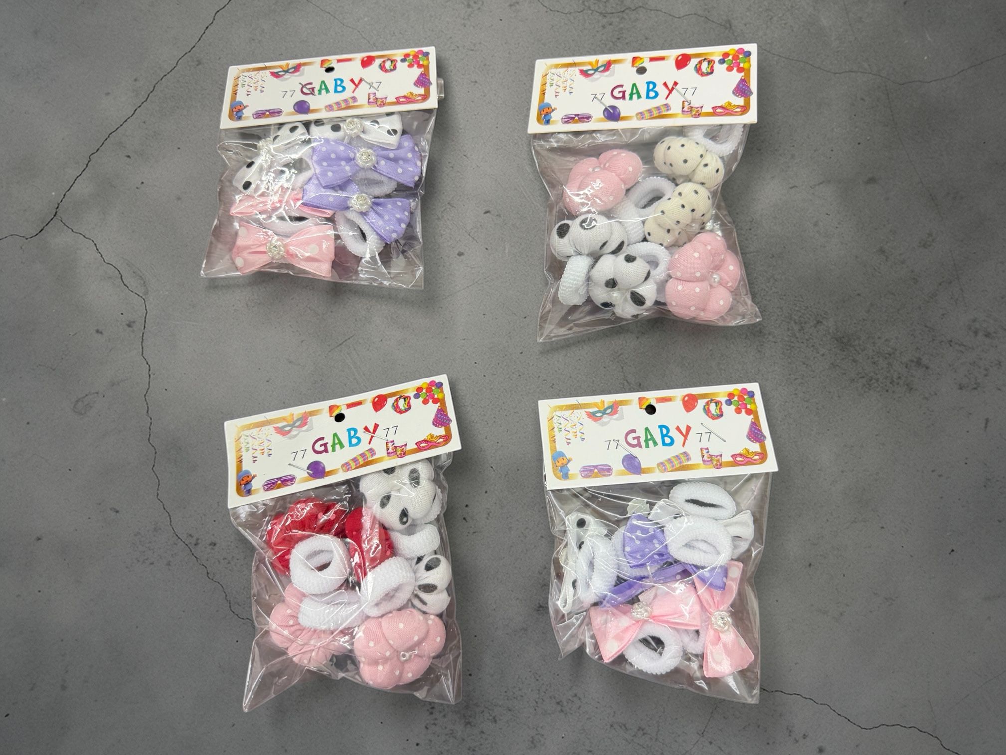 Gomitas para el pelo estampadas "Mirta" Pack x 6