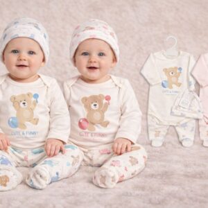 Conjunto Algodon 3 Piezas (Body, medio oso y gorro) Nene y Nena “Dreams” T.(0 al 3) Art.526