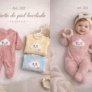 Entero Piel Bordado “Micky Baby” T.(0 al 3) Art.212