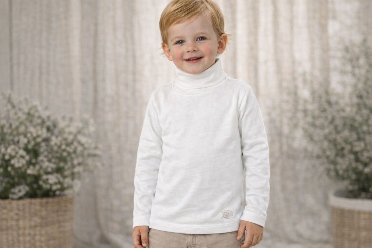Polera Interlock Niño BLANCA “Naranjo” T.(2-4-6-8) Art.4755