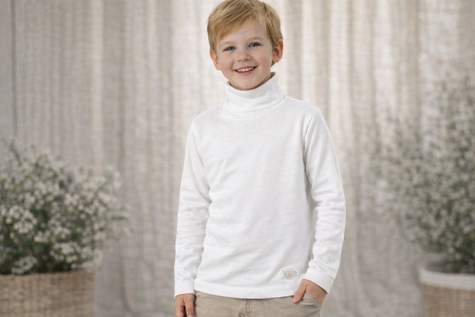 Polera Interlock Niño BLANCA “Naranjo” T.(10-12) Art.4755/1