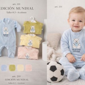 Entero Plush bordado “Edicion Mundial” Micky Baby T.(0 al 3) Art.211M