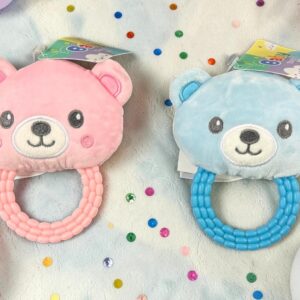 Peluche sonajero con mordillo Rosa y celeste “Woody toys” Art.310