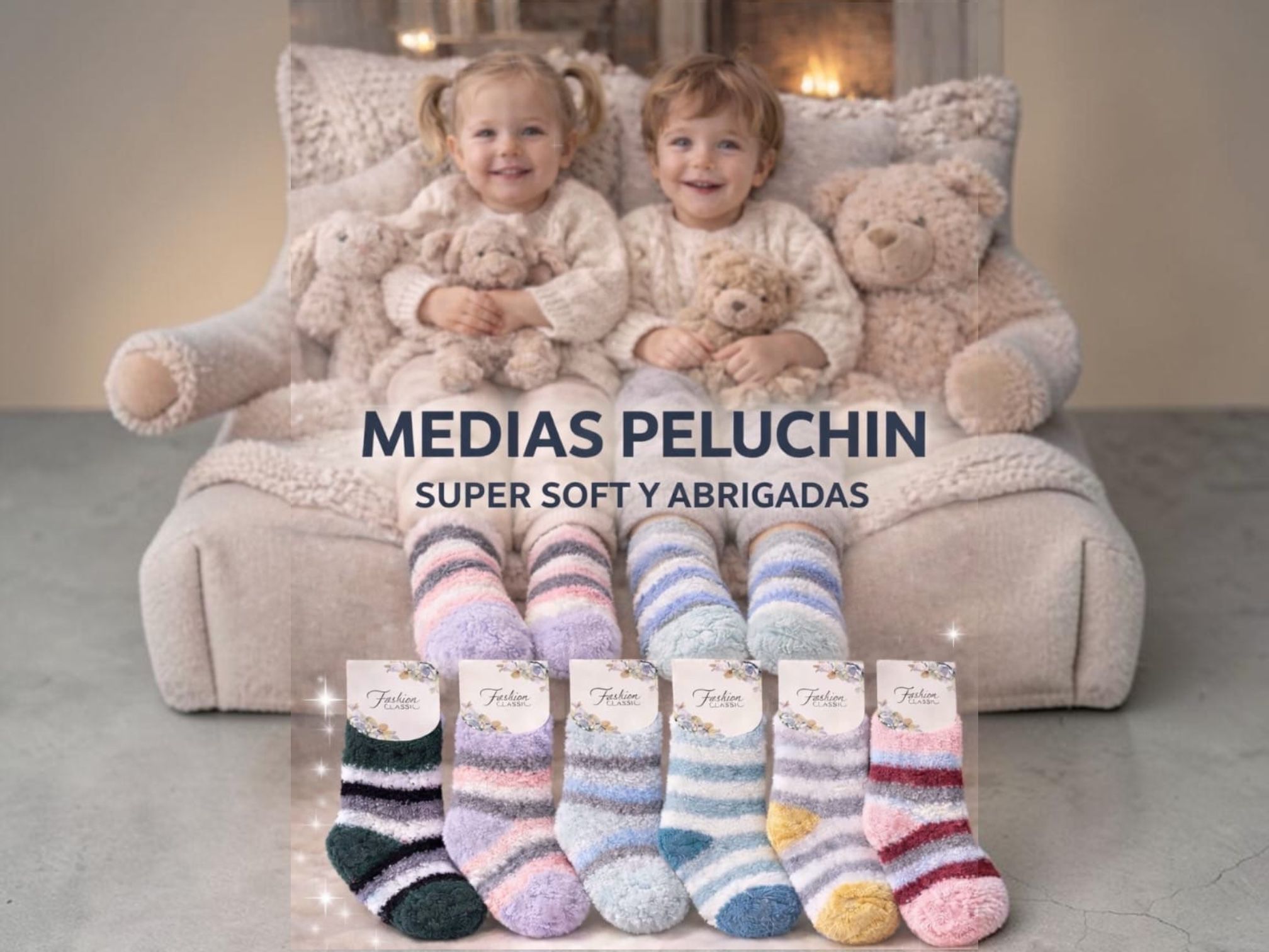Medias Peluchin Soft y Abrigadas “Analia Babies” Pack x 12