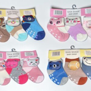 Medias Antideslizantes con sonajero Bebes Pack x 12