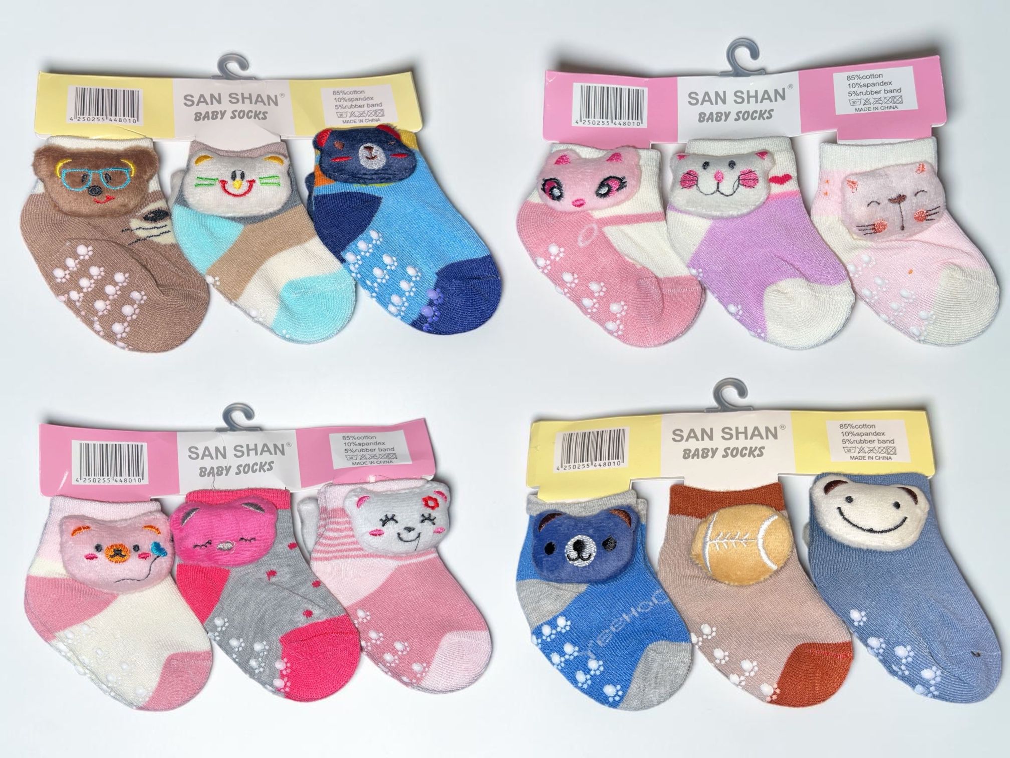 Medias Antideslizantes con sonajero Bebes Pack x 12