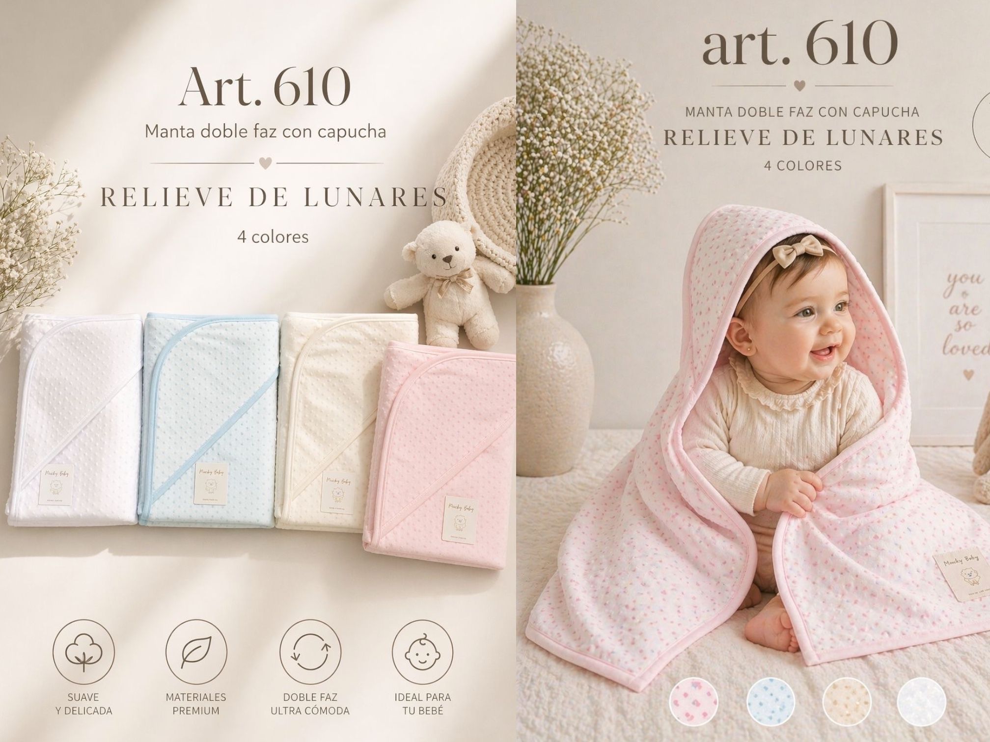 Manta Algodon Doble faz Micky Baby Art.610 Surtido de colores