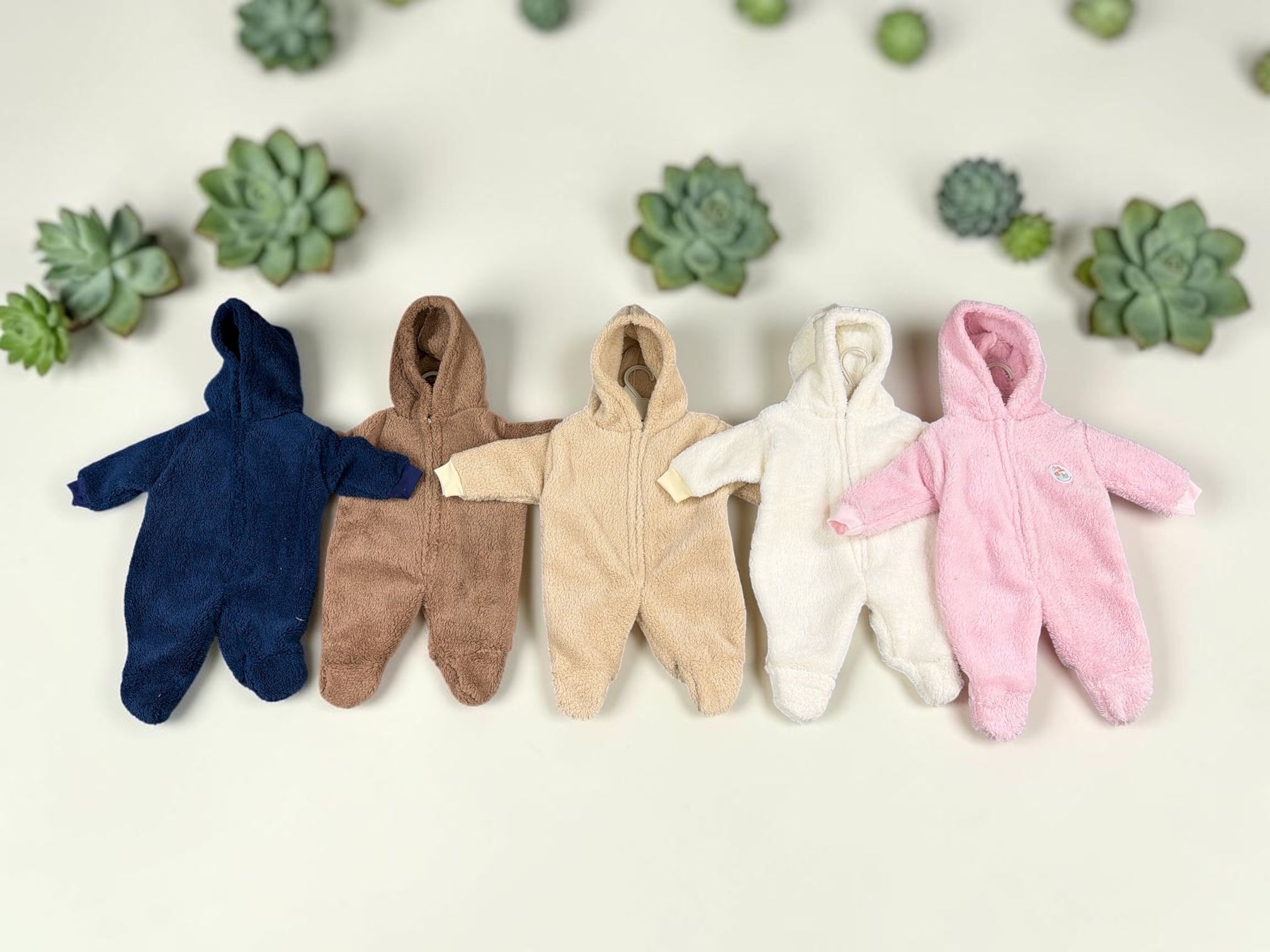 Entero de Corderito con cierre y capucha “July Baby” T.(0-3/3-6/6-9 meses)