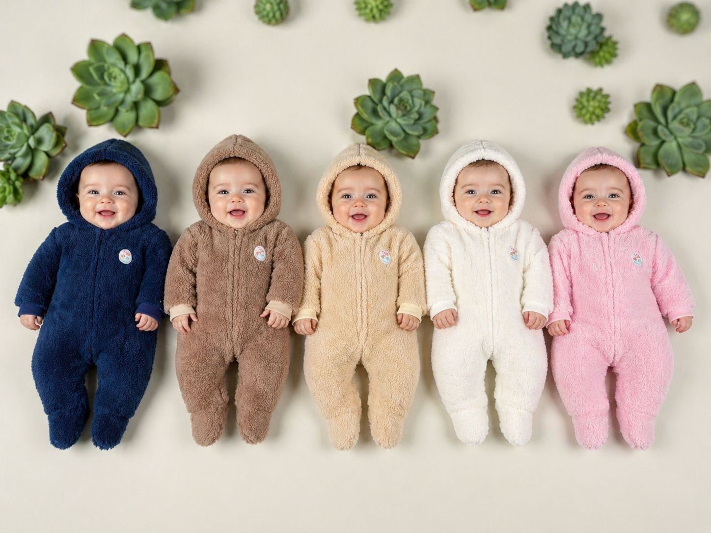 Entero de Corderito con cierre y capucha “July Baby” T.(0-3/3-6/6-9 meses)