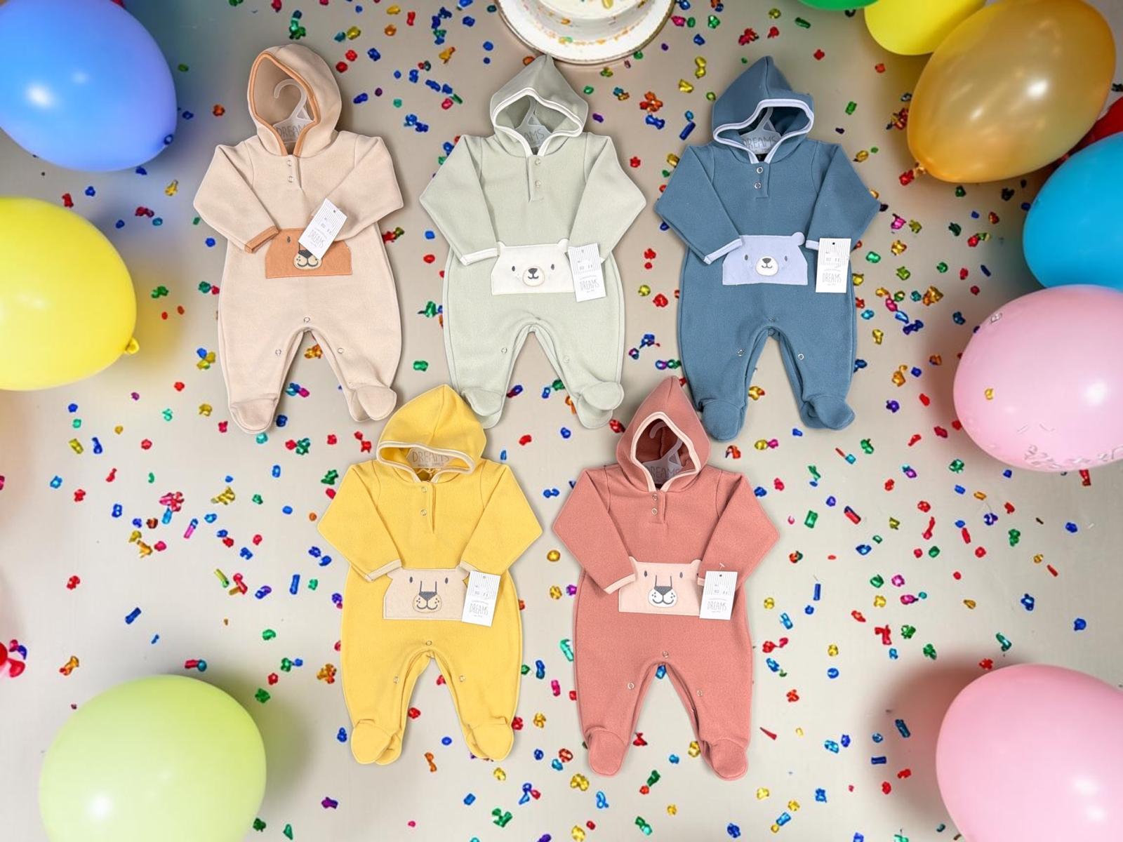 Entero Micropolar Dreams con capucha Nene Y Nena T.(0 Al 3) Art.803 Surtido De Colores