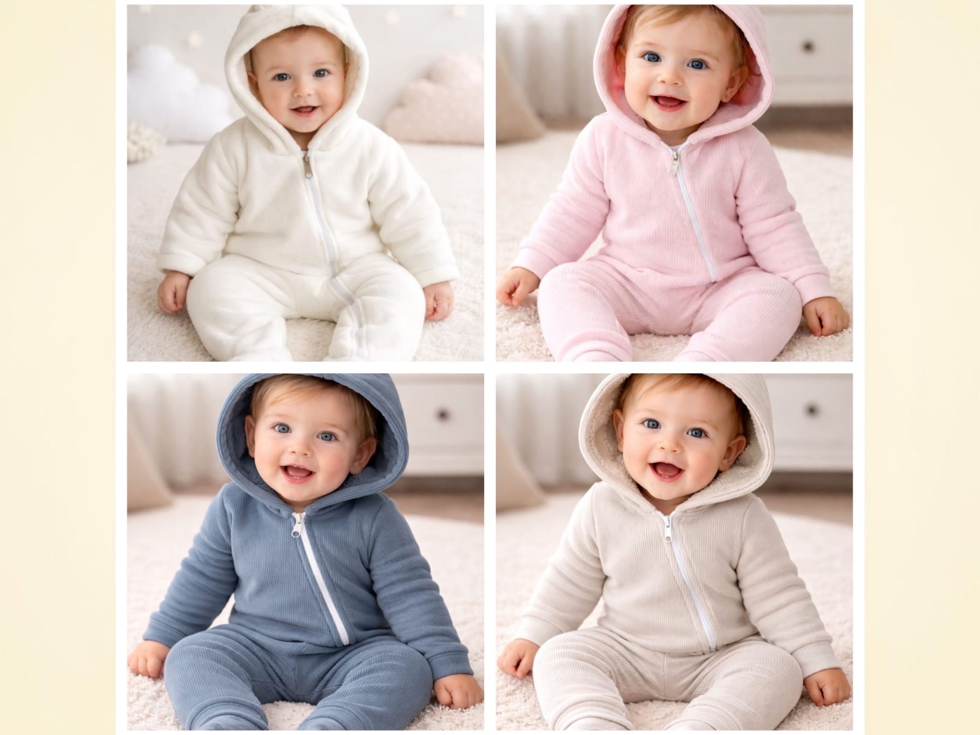 Entero corderoy forrado en corderito con cierre y capucha “Magali Babies” T.(2 al 5)