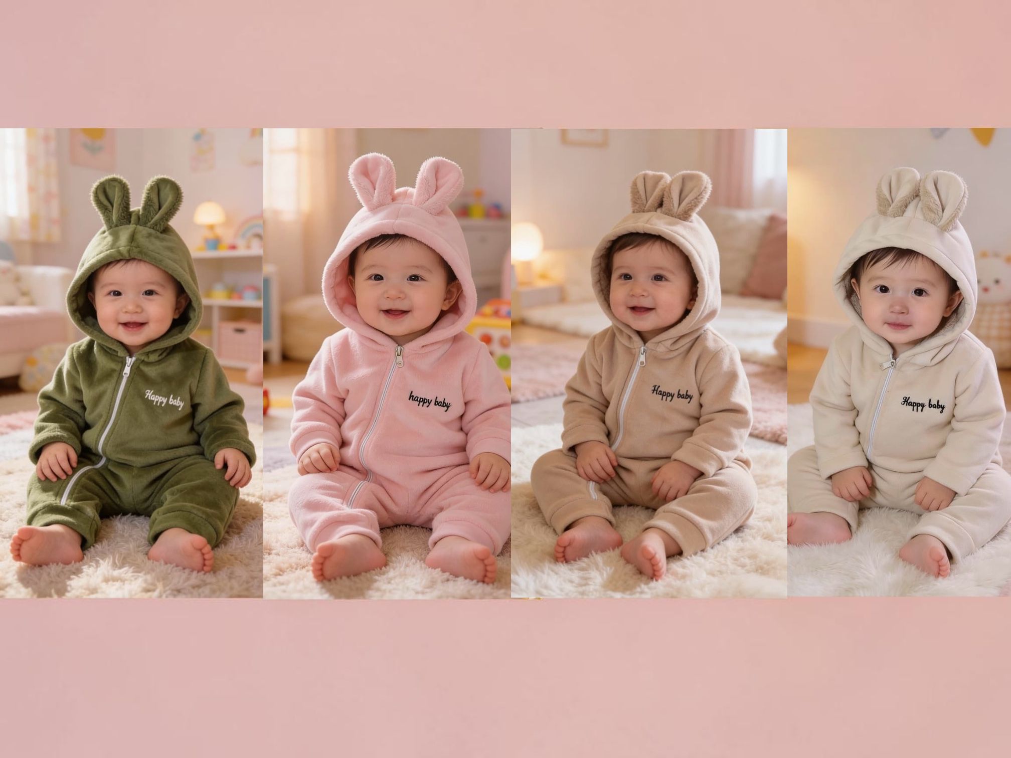 Entero Plush sin pie forrado en corderito con cierre y capucha “Magali Babies” T.(2 al 5)