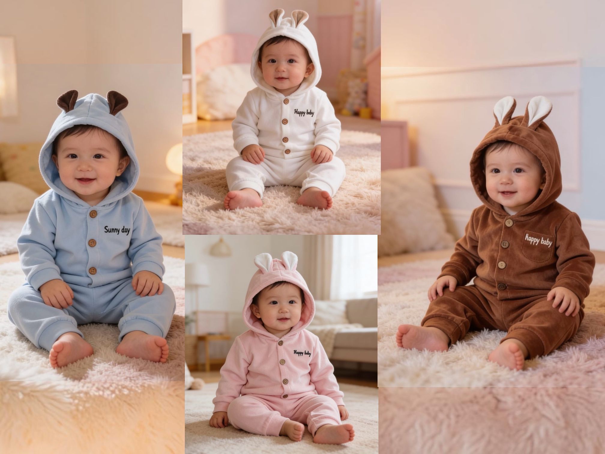 Conjunto Plush con campera y capucha “Magali Babies” T.(1 al 4)