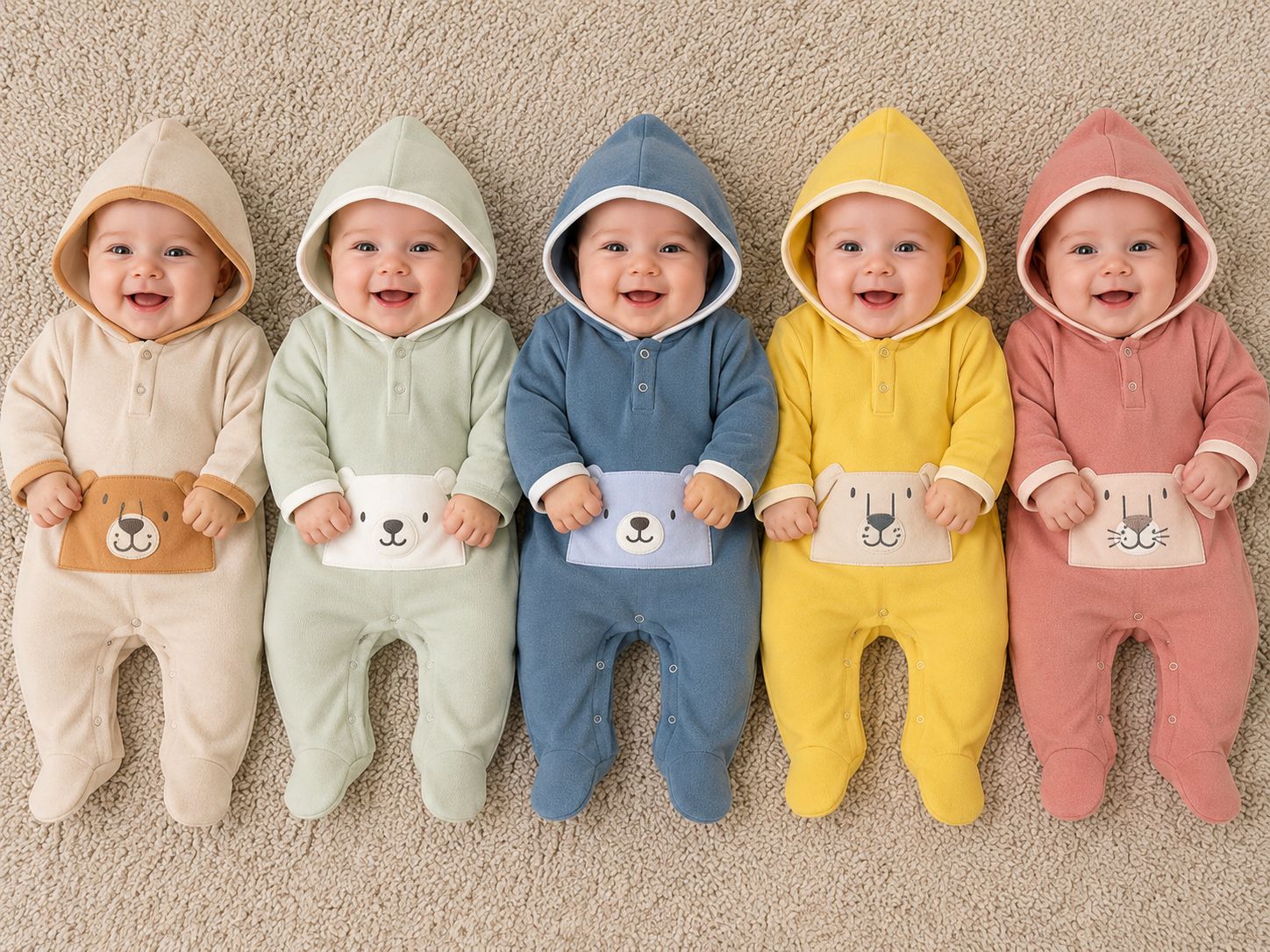 Entero Micropolar Dreams con capucha Nene Y Nena T.(0 Al 3) Art.803 Surtido De Colores