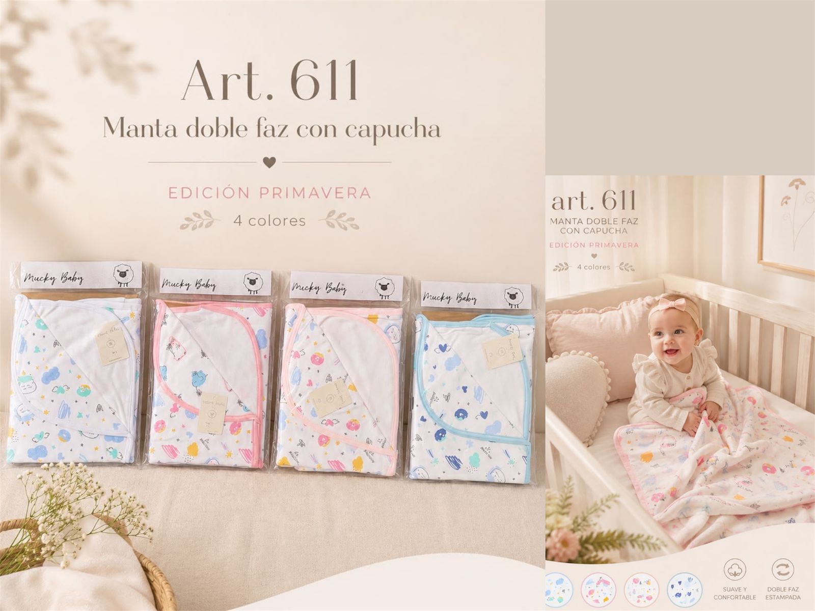 Manta Algodon Doble faz Micky Baby Art.611 Surtido de colores