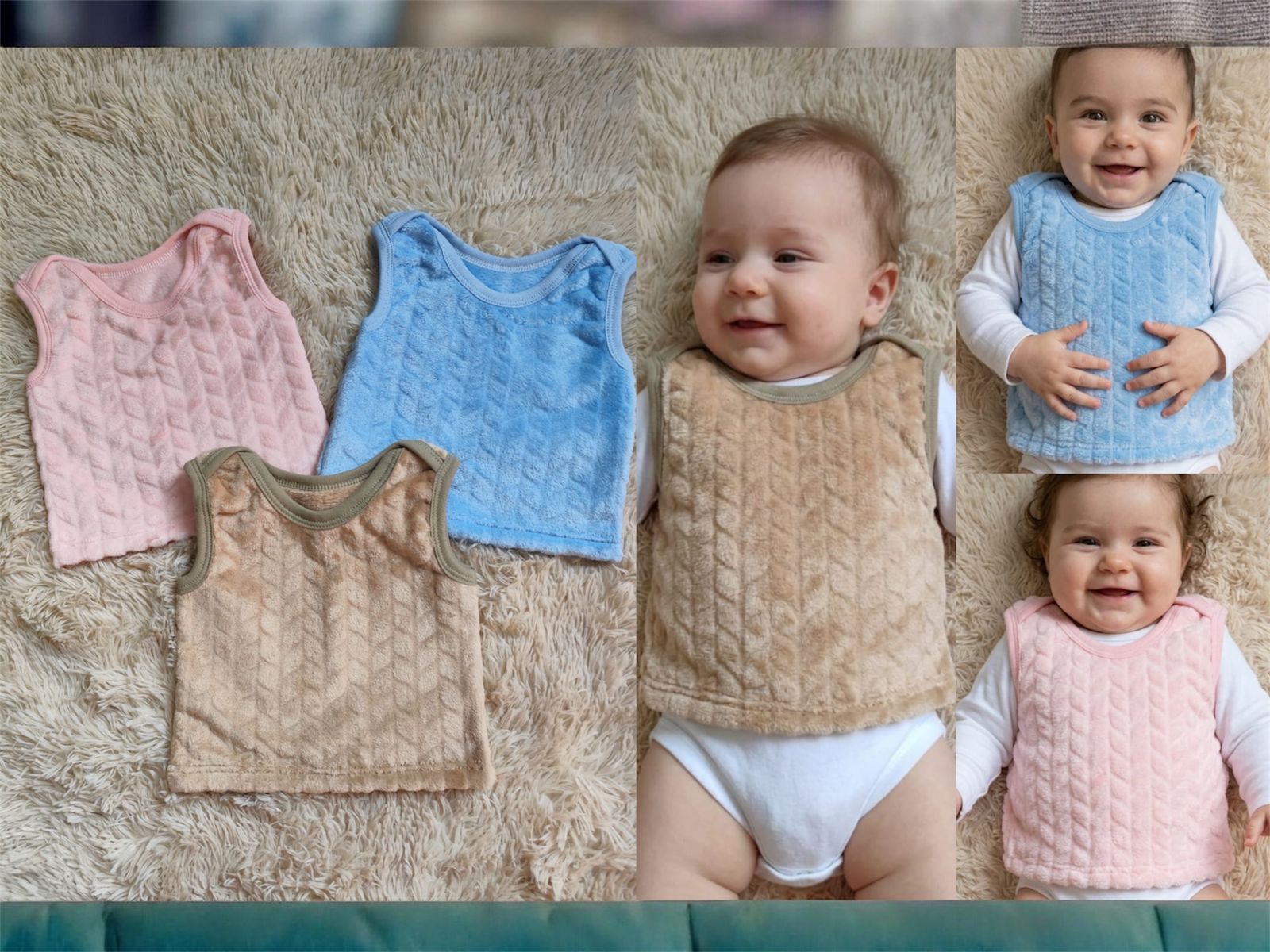 Chaleco Pancerito Piel liso “Kelly Babies” T.(1 al 4) Pack x 4 SUPEROFERTA