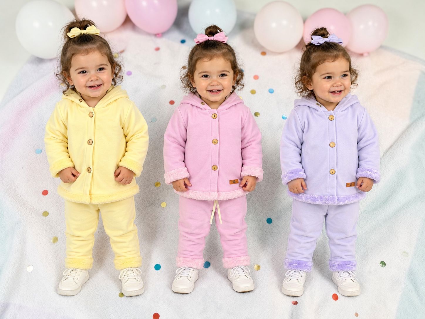 Conjunto Plush Darlon CON CORDERITO NENA “Baby Wear” T.(2 al 5)(Hasta los 3 años aprox)
