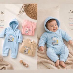 Entero Micropolar bordado con capucha “Edicion Mundial” Micky Baby T.(0 al 3) Art.216