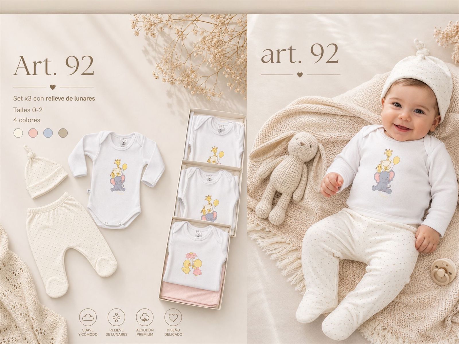 Set En Caja 3 Piezas Algodon Micky Baby T.(1-2-3) Art.92