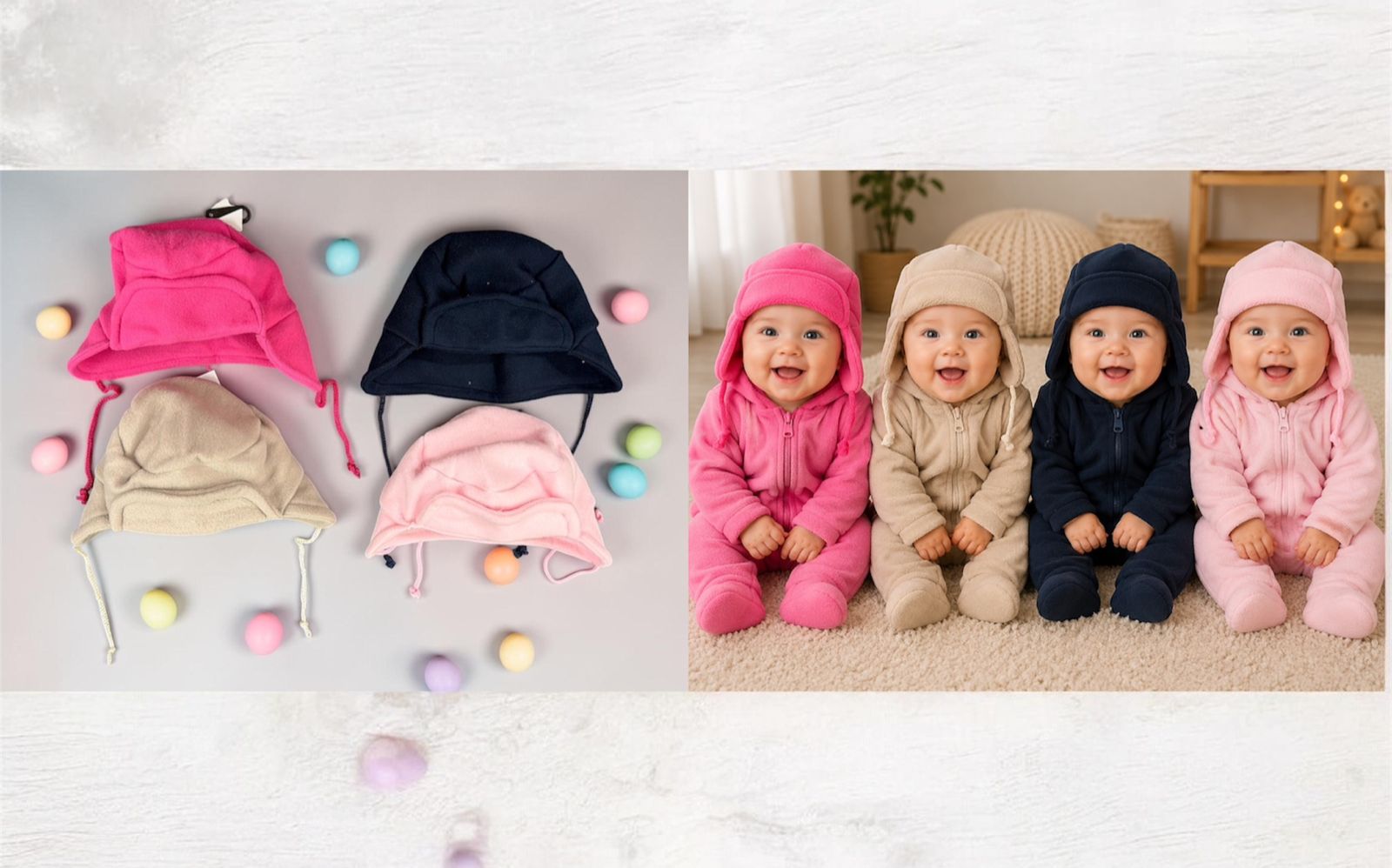 Gorro Polar “Aviador” Talle unico (Hasta 2/3 años) Art.1488 Pack x 3 SUPEROFERTA