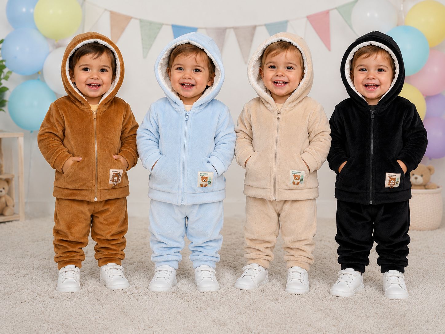 Conjunto Plush Forrado en corderito “Esteban Babies” T.(1 al 5)(Hasta los 2 años aprox)