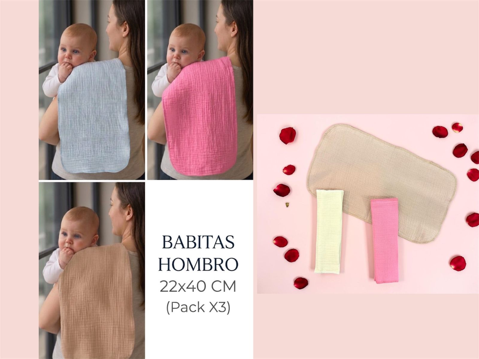 Babita Provechito XL doble “Tela Gasa baby cotton” NENA “Kelly Babies” Pack x 3