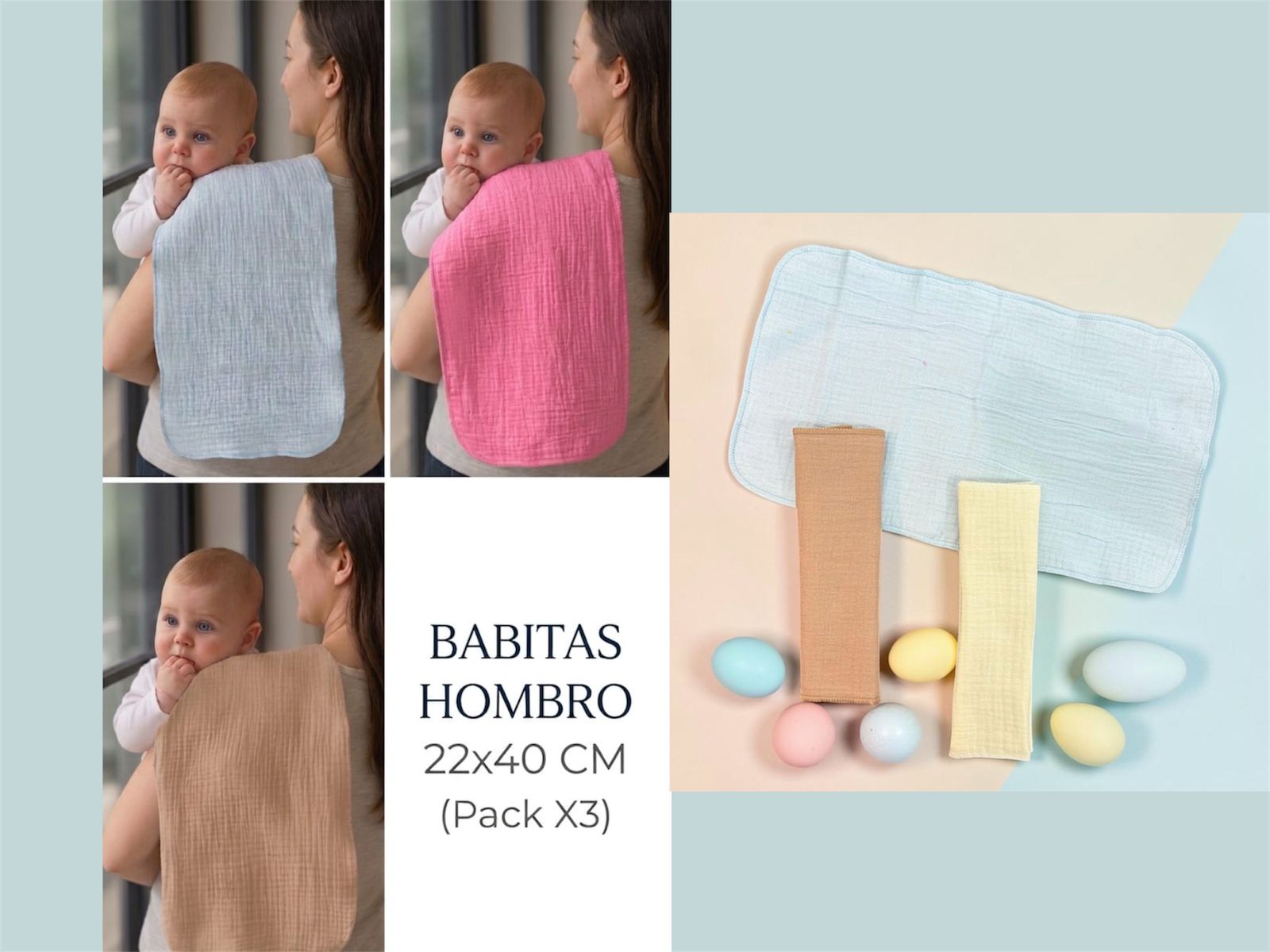 Babita Provechito XL doble “Tela Gasa baby cotton” NENE “Kelly Babies” Pack x 3