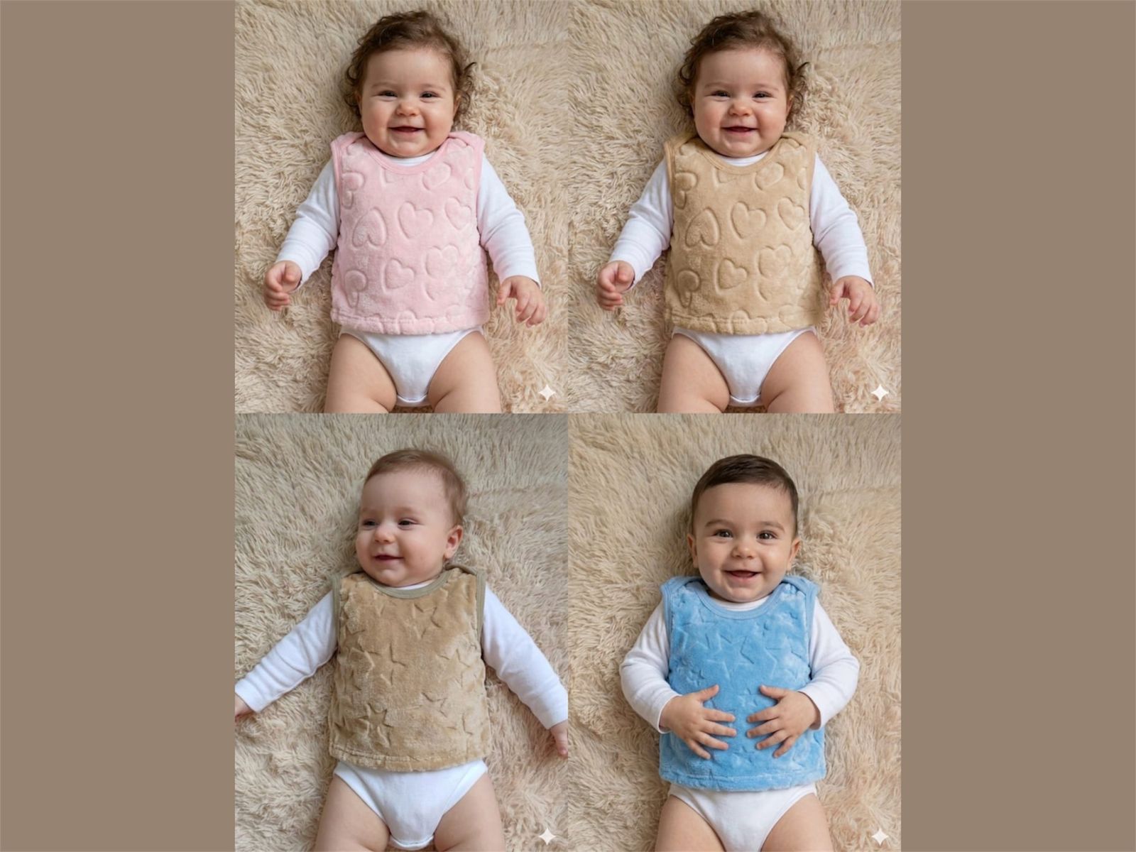 Chaleco Pancerito Piel Gofrado “Kelly Babies” T.(1 al 4) Pack x 4 SUPEROFERTA