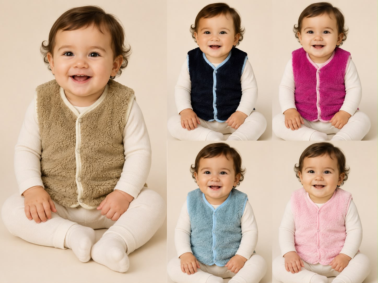 Chaleco de Corderito con broche "Lalunito" T.(1 al 4)(Hasta 18 meses aprox) Surtido de colores